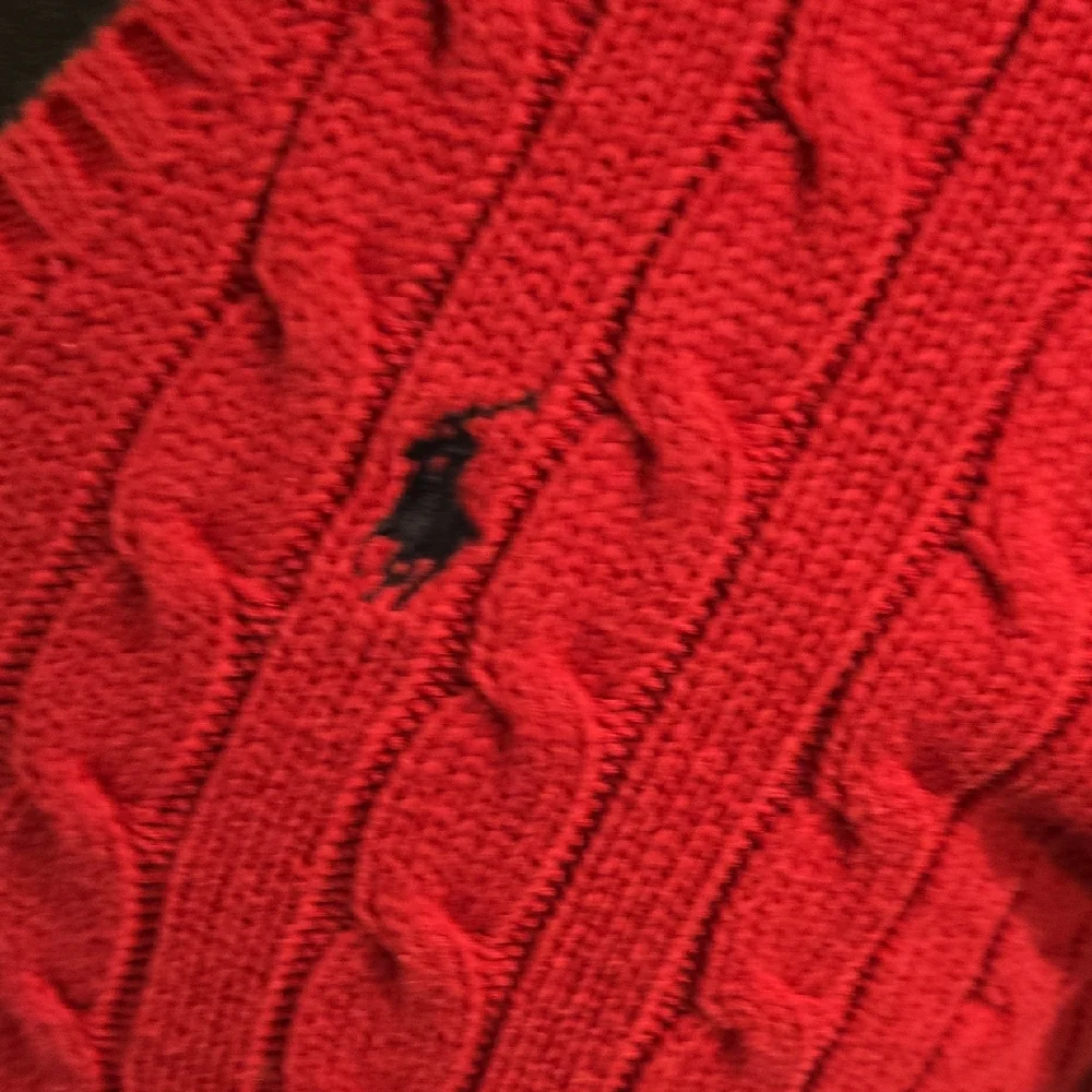 Ralph Lauren Red V-Neck Cable Knit Sweater - Picture 3 of 3